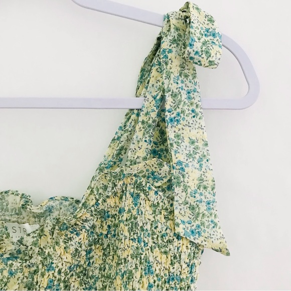 ASTR THE LABEL Eastwick Floral Ruffle Mini Dress Yellow Green Blue - Picture 8 of 13